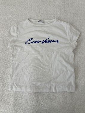 subdued baby tee  size XS  details: -women's tshirt  -white and navy  -no flaws